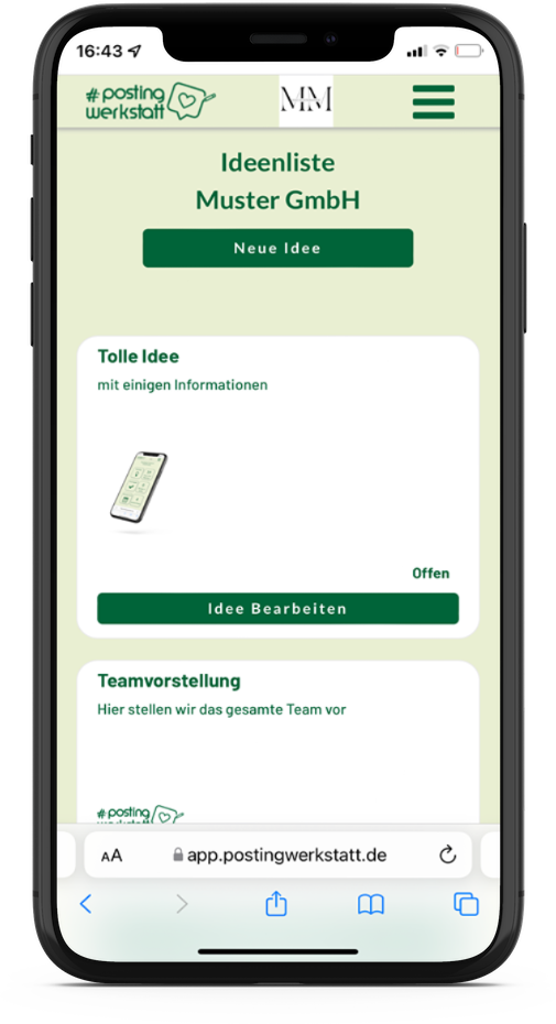 #postingwerkstatt Web app idea list